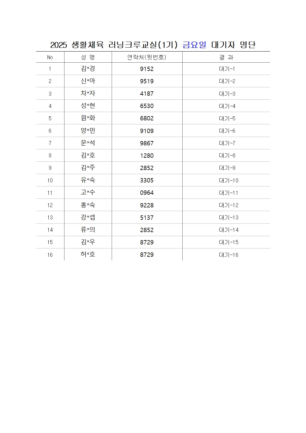 2025 러닝크루교실(1기) 금요일 대기자 명단.jpg