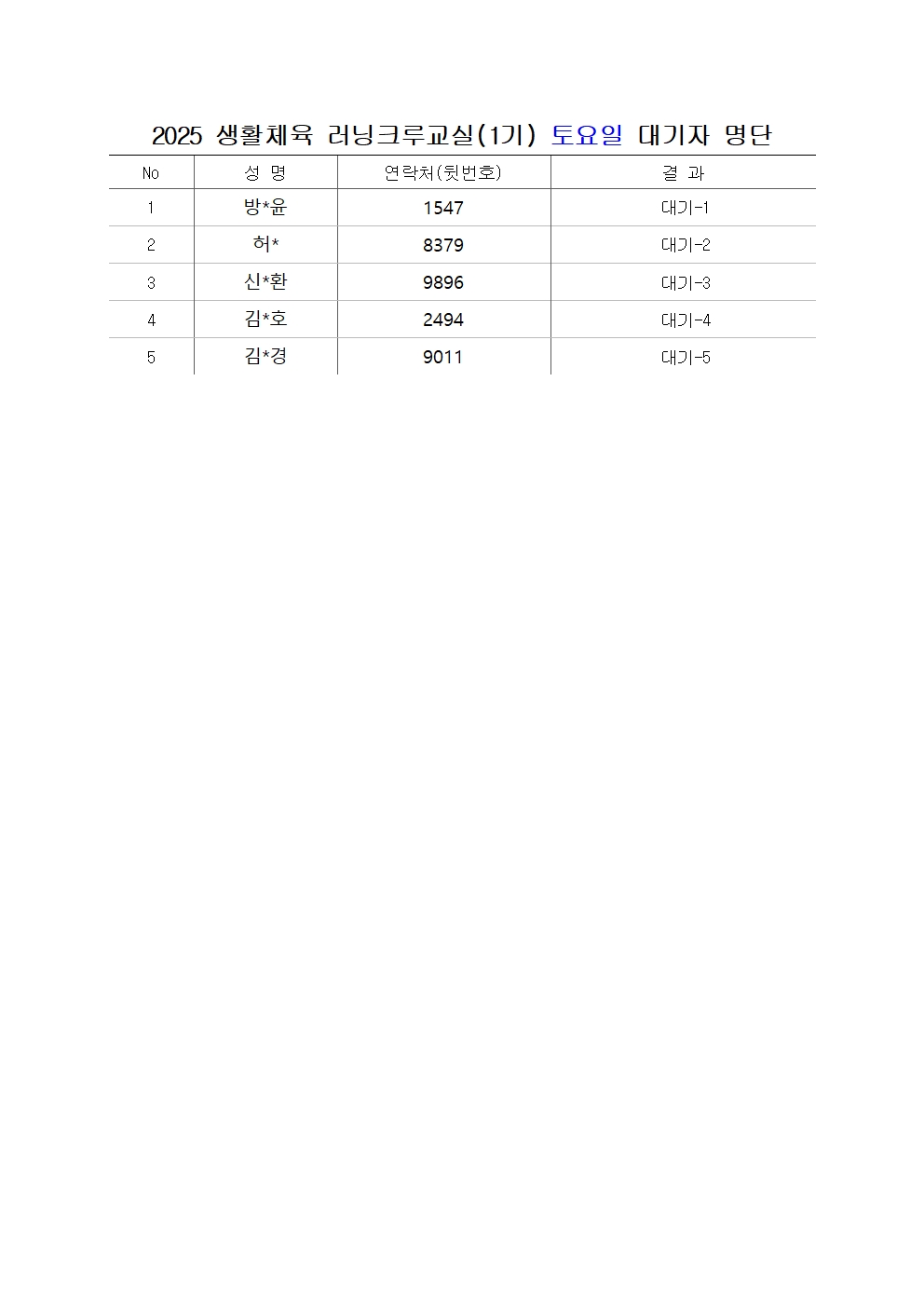 2025 러닝크루교실(1기) 토요일 대기자 명단.jpg